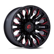 FUEL FLAME 20X9X6H/139.7 ET 01 GLOSS BLACK MILLED WITH RED D823