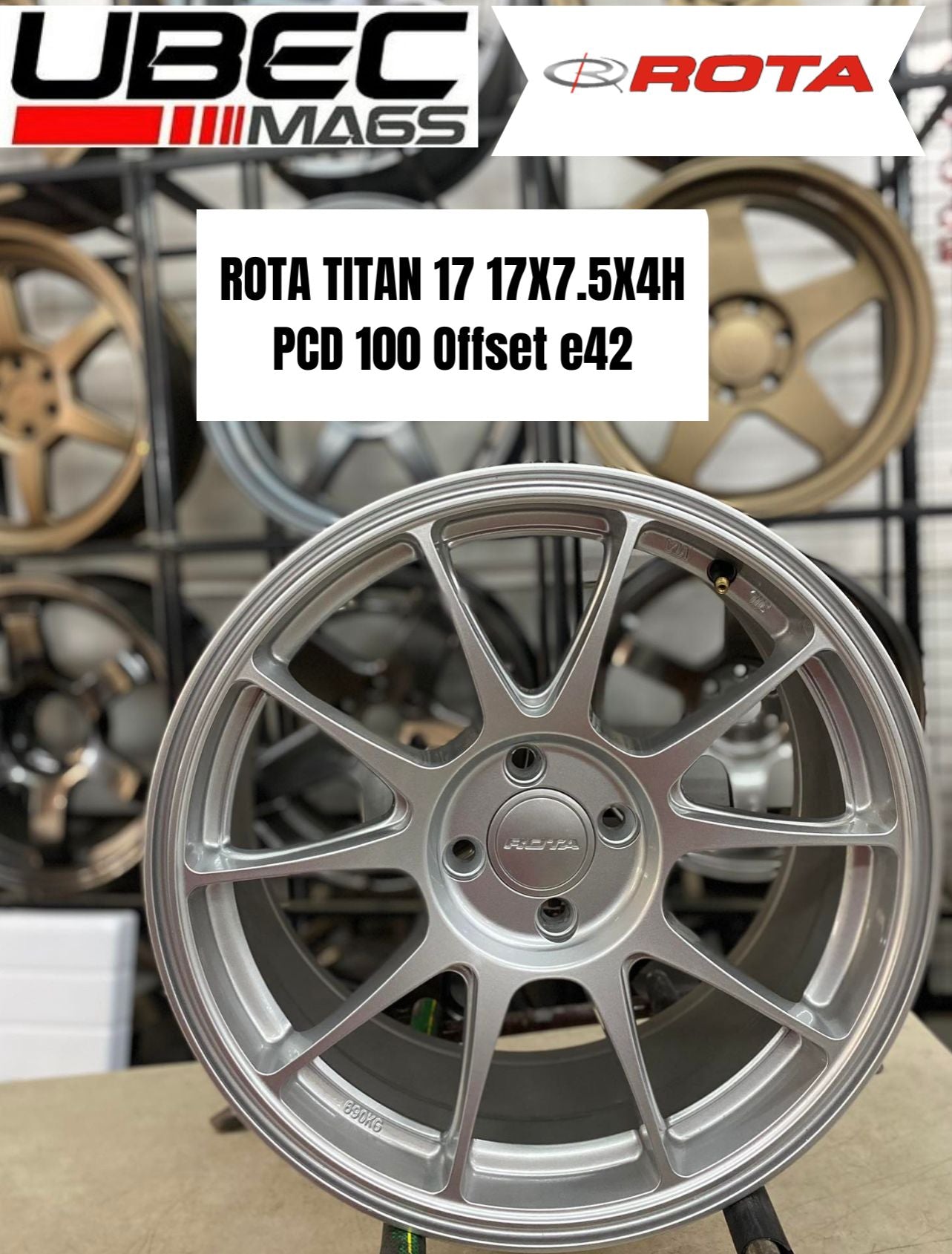 ROTA TITAN 17X8X5H/112 PLAIN SILVER