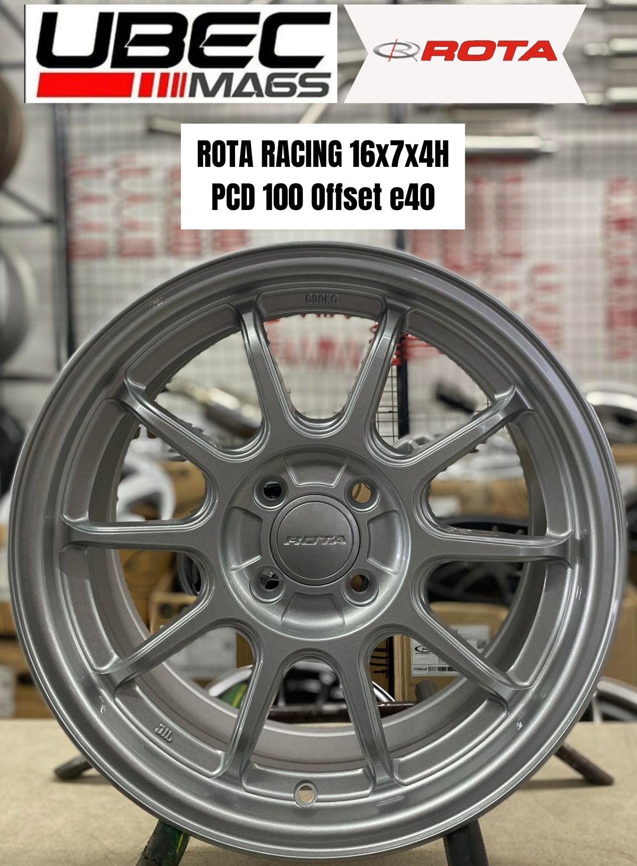 ROTA RACING 16X7X4H/100 Plain Silver