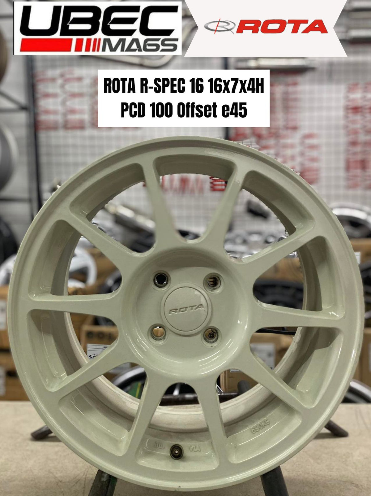 White Rota Rims ROTA R-SPEC 16X7X4H/100 Flesh White – UbecMags