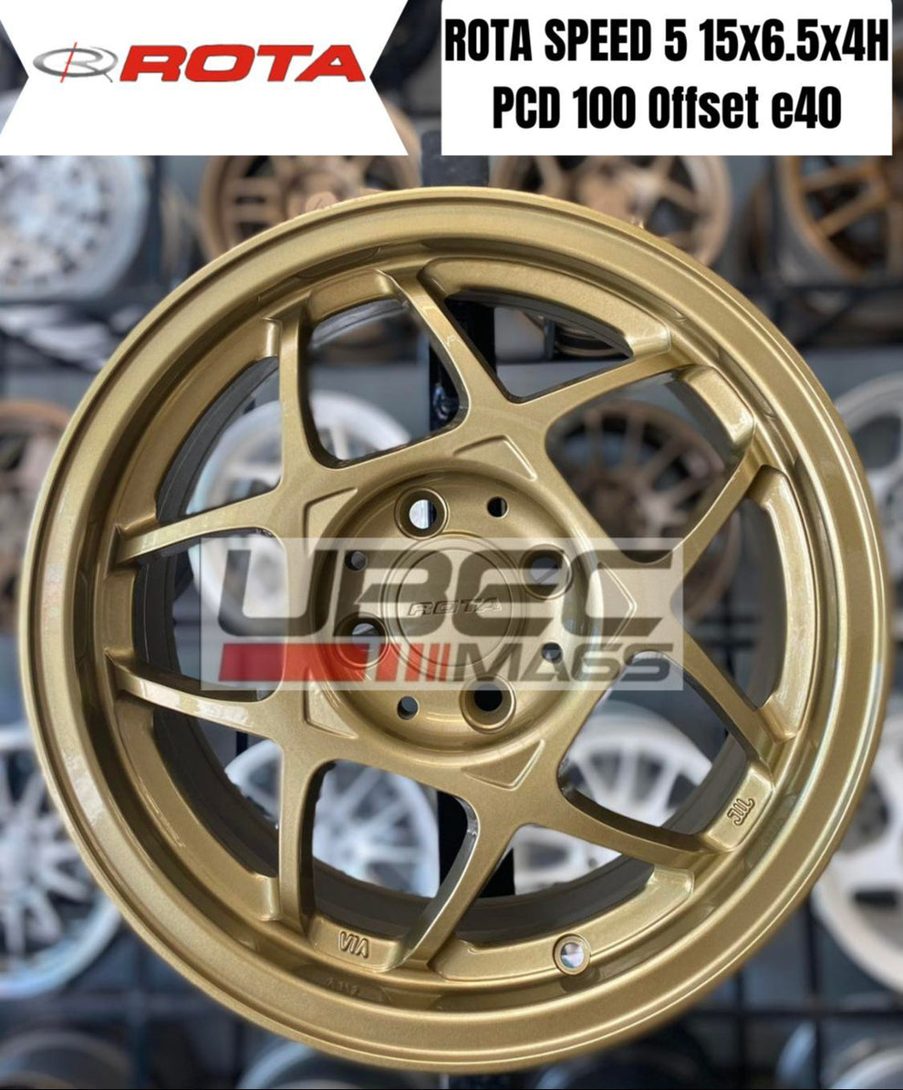 K Speed Rota Rims ROTA SPEED 5 15X6.5X4H/100 Plain Gold β UbecMags