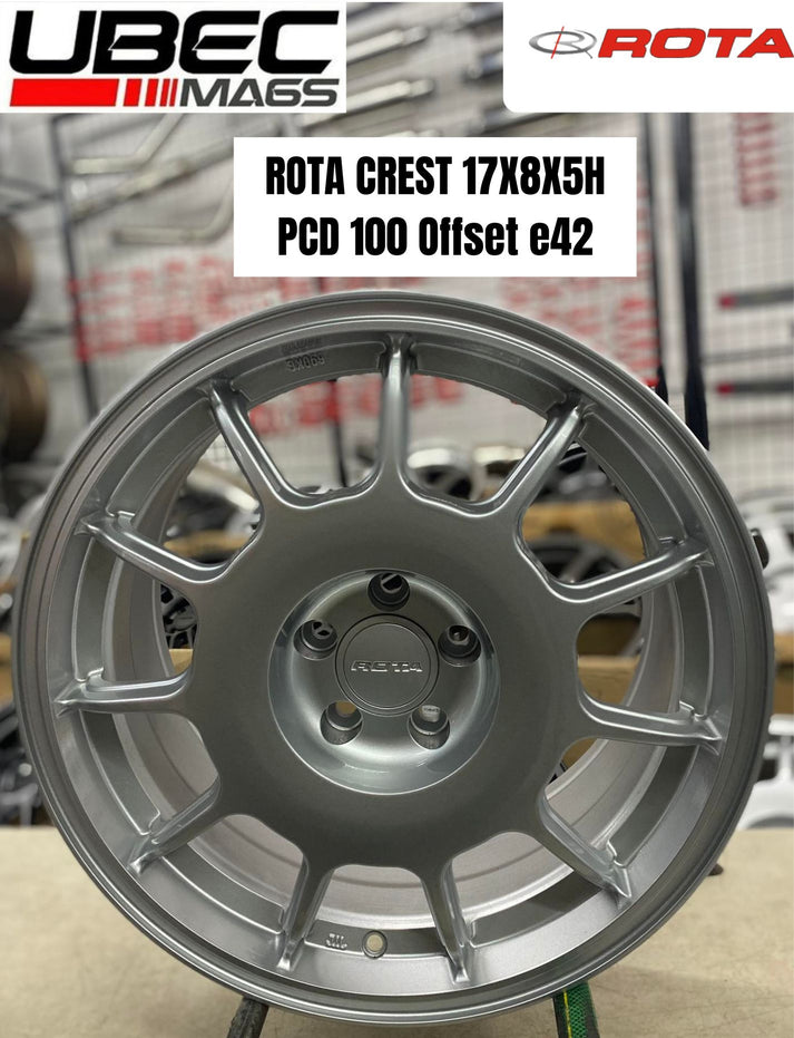 ROTA Crest 17x7.5x5H/100 Plain Silver – UbecMags